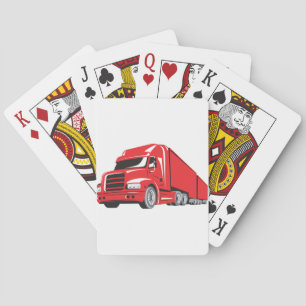 Vetgedrukte rode semi-truck Big Rig Trucker Pokerkaarten