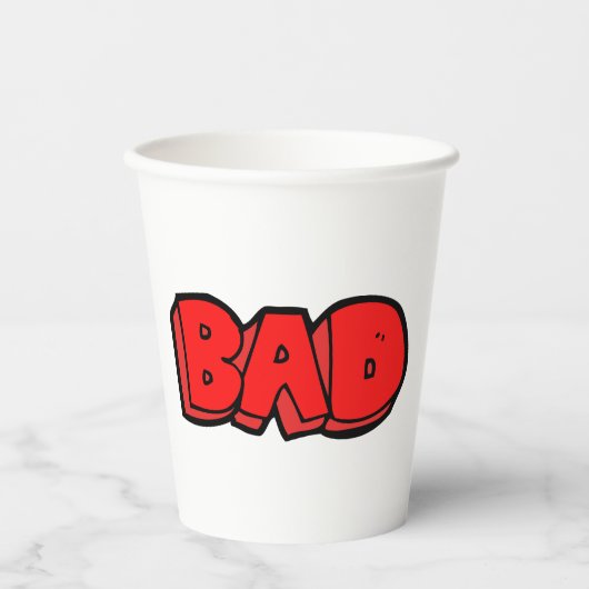 Vetgedrukte rode slechte graffiti stijl tekst papieren bekers (Voorkant)