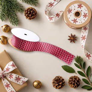 Vetgedrukte rode witte Chevron Stripe Modern Holid Lint