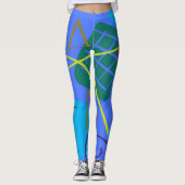 Vetgedrukte Royal Blue Abstracte Print Leggings (Voorkant)