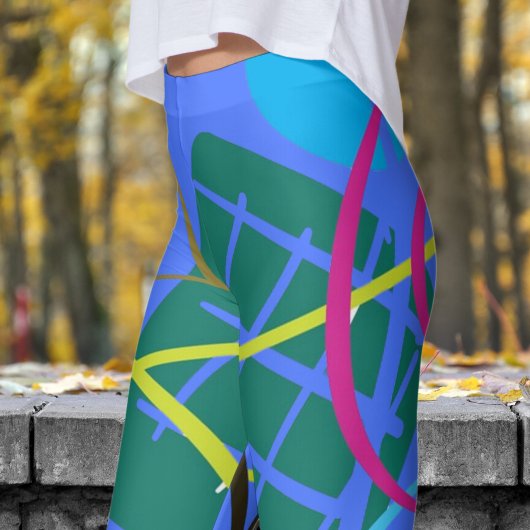 Vetgedrukte Royal Blue Abstracte Print Leggings