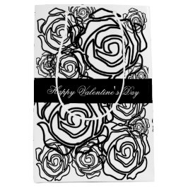 'Vetgedrukte Rozen Valentijn' (b/w) Medium Gift Ba Medium Cadeauzakje