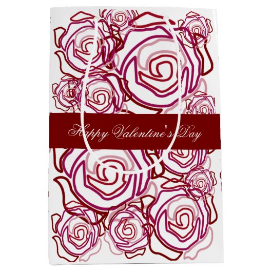 'Vetgedrukte Rozen Valentijn' (roos- maat Medium)  Medium Cadeauzakje (Voorkant)