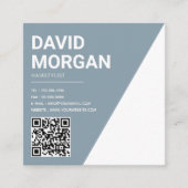 Vetgedrukte scripttypografie QR-code Dusty Blue Vierkante Visitekaartje (Voorkant)