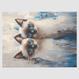 Vetgedrukte Siamese katten schilderen Decoupage Tissuepapier