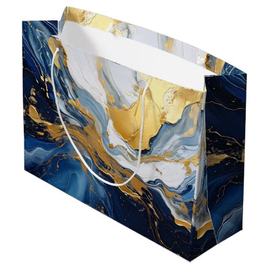Vetgedrukte splash van goud en blauw groot cadeauzakje (Achterkant Gekanteld)