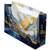 Vetgedrukte splash van goud en blauw groot cadeauzakje (Voorkant Gekanteld)