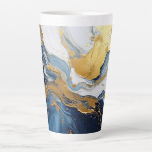 Vetgedrukte splash van goud en blauw latte mok