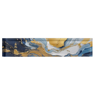 Vetgedrukte splash van goud en blauw naambordje