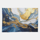 Vetgedrukte splash van goud en blauw theedoek (Horizontaal)