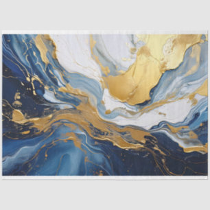 Vetgedrukte splash van goud en blauw tissuepapier