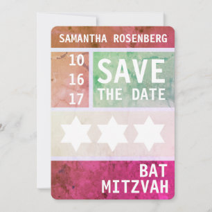 Vetgedrukte ster van David Bat Mitswa Save the Dat Date