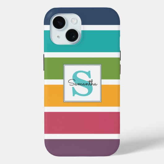 Vetgedrukte strepen, monogram Case-Mate iPhone case (Achterkant)