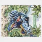 Vetgedrukte T-Rex Deken Aangepaste Naam Gepersonal (Voorkant (Horizontaal))