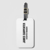 Vetgedrukte tekst Zwart Wit Modern Professional Bagagelabel (Voorkant (verticaal))
