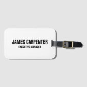 Vetgedrukte tekst Zwart Wit Modern Professional Bagagelabel (Voorkant (horizontaal))