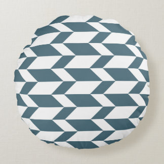 Vetgedrukte tweetonige pijl Chevron Stripe Blauw W Rond Kussen