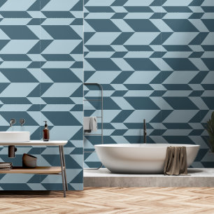 Vetgedrukte tweetonige pijl Chevron Stripe Blue To Behang