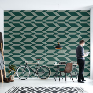 Vetgedrukte tweetonige pijl Chevron Stripe Groene Behang