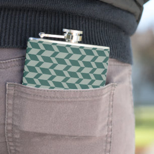 Vetgedrukte tweetonige pijl Chevron Stripe Groene Heupfles