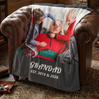 Vetgedrukte typografie Foto Opa Gevestigd Fleece Deken