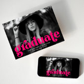 Vetgedrukte typografie Hot Pink Photo Afstuderen Aankondiging
