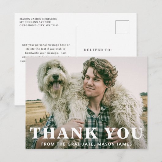 Vetgedrukte typografie Modern Afstuderen Briefkaart (Voorkant / Achterkant)