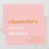 Vetgedrukte typografische eenvoudige zalm Sweet si Kaart (Voorkant / Achterkant)