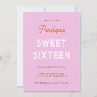 Vetgedrukte typografische retro Sweet sixteen - li Kaart