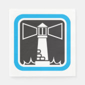 Vetgedrukte vuurtoren Beacon met Ocean Waves Icon Servet (Voorkant)