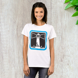 Vetgedrukte vuurtoren Beacon met Ocean Waves Icon T-shirt
