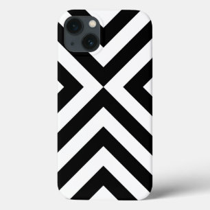 Vetgedrukte zwarte en witte Chevron iPhone 13 Hoesje