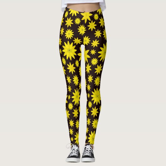 Vetgele florale burst leggings (Voorkant)