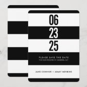 VETGETAL STAPEL zwarte witte streep bewaar de datu Save The Date (Voorkant / Achterkant)