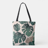 Vetgroene Monstera laat tropisch Oerwoud achter Draagtas (Achterkant)