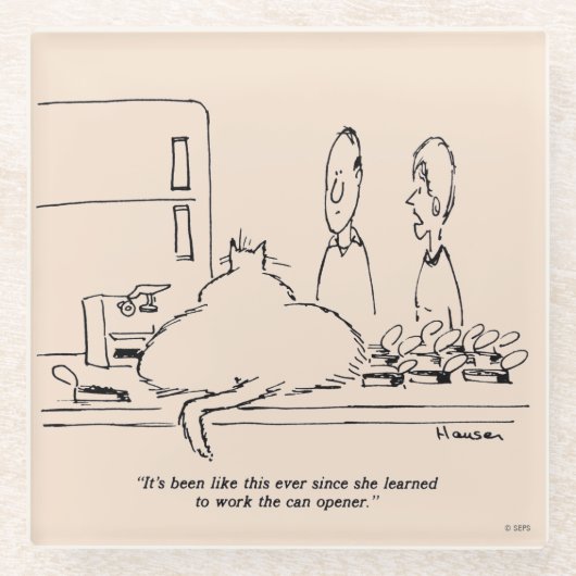 Vetkat Glazen Onderzetter (Voorkant)