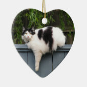 Vetkat op hek keramisch ornament (Rechts)