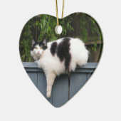 Vetkat op hek keramisch ornament (Links)