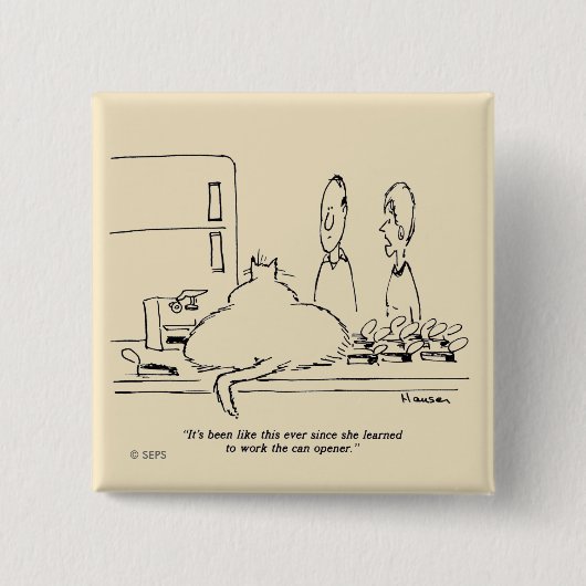 Vetkat Vierkante Button 5,1 Cm (Voorkant)