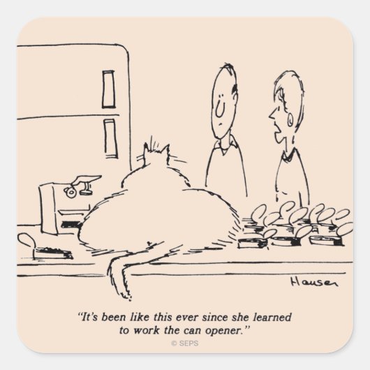 Vetkat Vierkante Sticker (Voorkant)