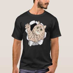 Vetkatje komt uit de rippen t-shirt