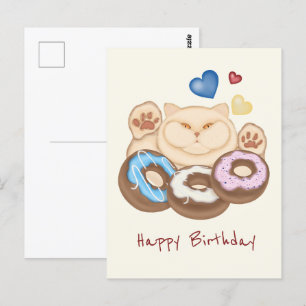 Vetkatten zoete tand Happy Birthday Briefkaart