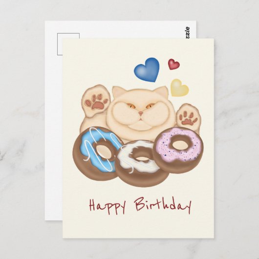 Vetkatten zoete tand Happy Birthday Briefkaart (Voorkant / Achterkant)
