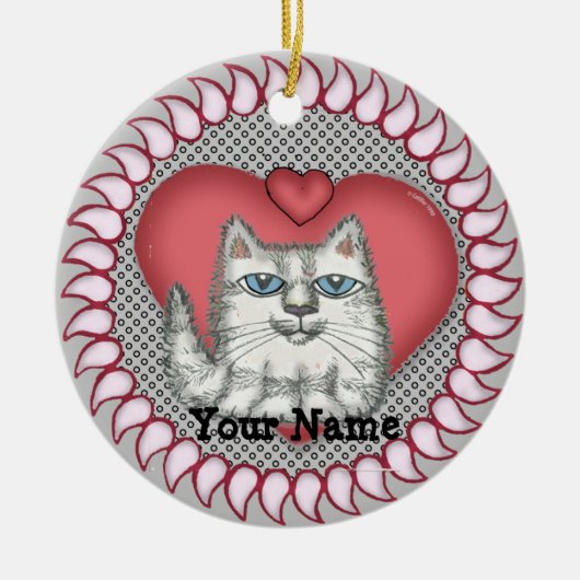 Vetkattenhart Keramisch Ornament (Voorkant)