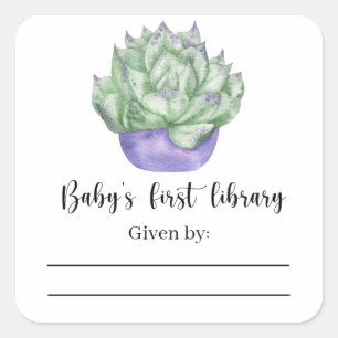 Vetplant - Baby Shower boekplaat Vierkante Sticker