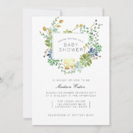 vetplant | Bloemen Waterverf Baby shower Kaart