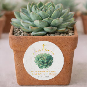 Vetplant Goud Gezindheid Plant de Doopgunst Zaadje Ronde Sticker