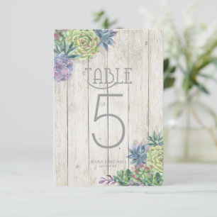 Vetplanten en Tafelkaartjes met Rustieke Houten Lo Kaart