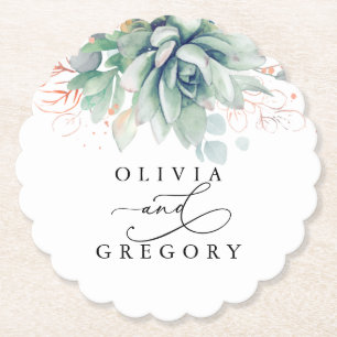 Vetplanten groen elegant modern papieren coasters kartonnen onderzetters