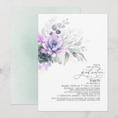 Vetplanten Groene Zilveren Bladeren Boho Afstudere Kaart (Voorkant / Achterkant)